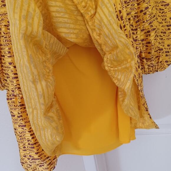 Alice + Olivia Rowen Mini Dress Floral Yellow Maroon M - Picture 10 of 13